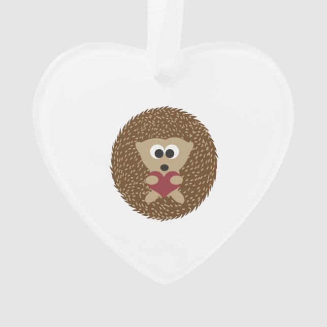 Hedgehog Hugging Heart Ornament (Back)