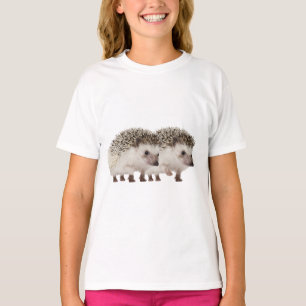 Hedgehog image  Girl's Ringer T-Shirt, White/Black T-Shirt