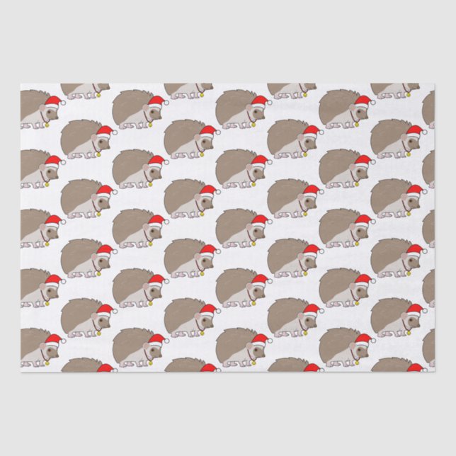 Hedgehog in a Santa Hat at Christmas Tissue Paper (Front)