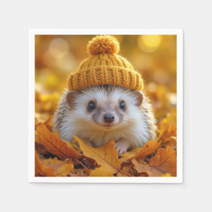Hedgehog In Autumn Leaves Napkin