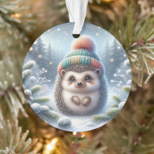 Hedgehog in Rainbow Knit Ornament
