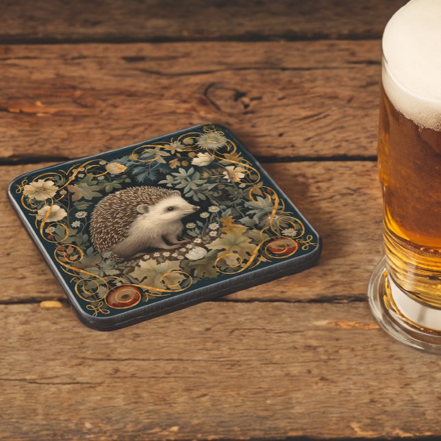 Hedgehog in the Forest William Morris style Coaster (Creator Uploaded)