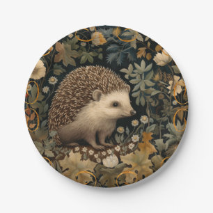 Hedgehog in the Forest William Morris style Paper Plate