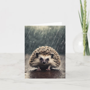 Hedgehog In The Rain Note Card