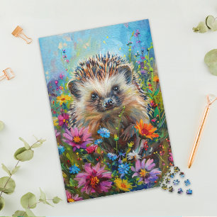 Hedgehog in Wildflower Field Jigsaw Puzzle