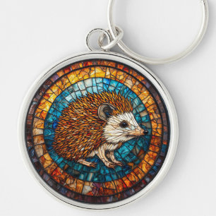 Hedgehog Intricate Stained Glass Art Keychain