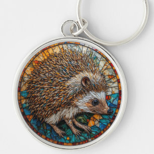 Hedgehog Intricate Stained Glass Art Keychain
