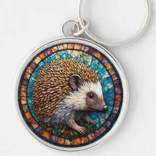 Hedgehog Intricate Stained Glass Art Keychain