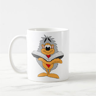 hedgehog is reading a book coffee mug