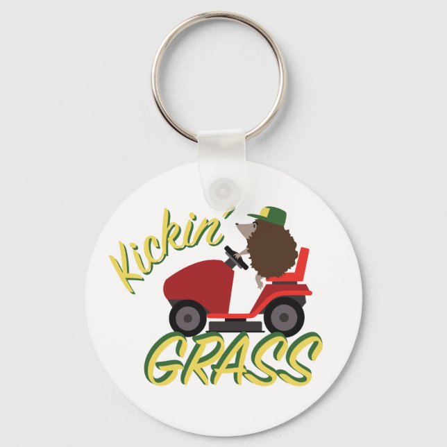 Hedgehog Kickin' Grass Keychain (Front)