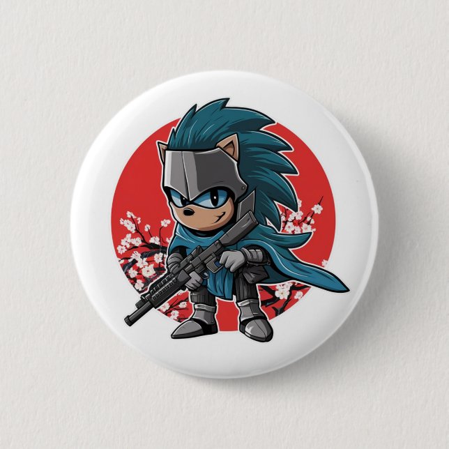 Hedgehog knight (2) 2 inch round button (Front)