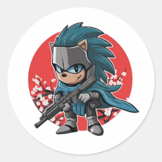Hedgehog knight (2) classic round sticker