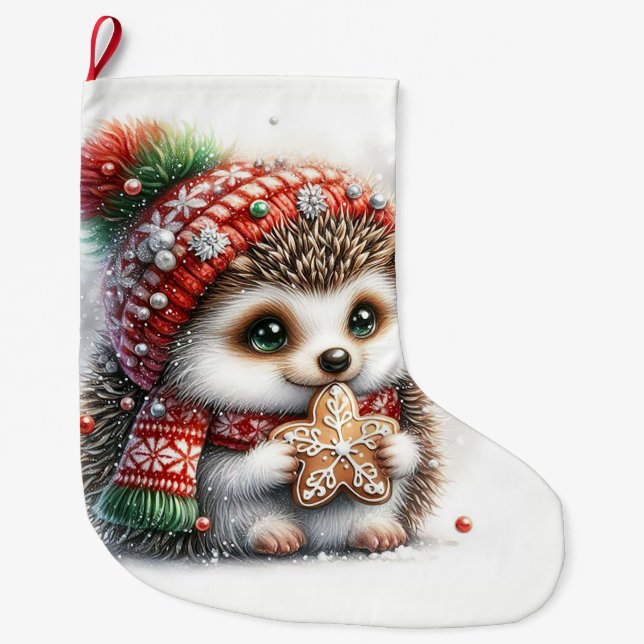 Hedgehog Large Christmas Stocking (Front)