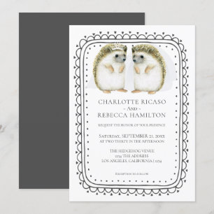 Hedgehog Lesbian Gay Brides Wedding Invitation