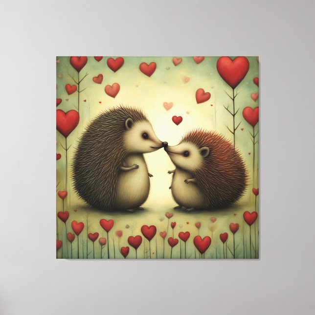 Hedgehog Love 1 Canvas Print (Front)