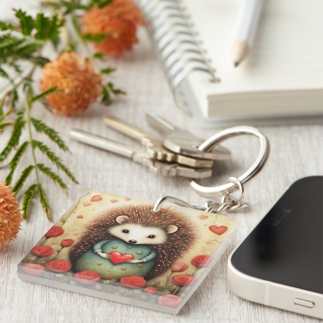 Hedgehog Love 2 Keychain (Front Right)