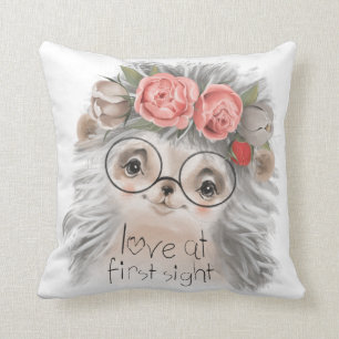 Hedgehog Love at First Sight Throw Pillow