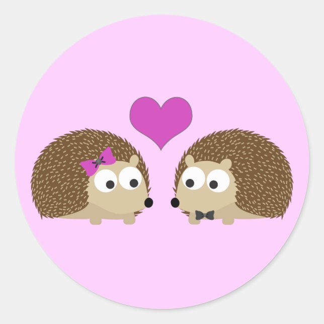 Hedgehog Love Classic Round Sticker (Front)