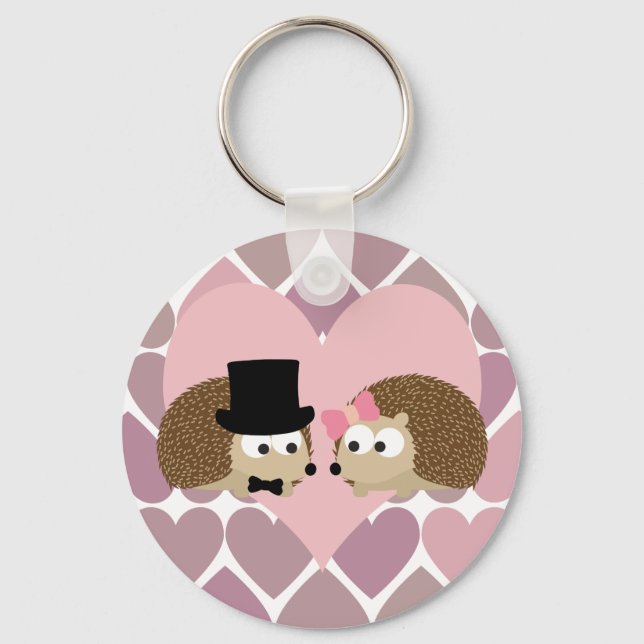 Hedgehog Love with Hearts Keychain (Front)