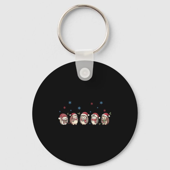 Hedgehog Merry Christmas Sweater, Hedgehog Santa X Keychain (Front)