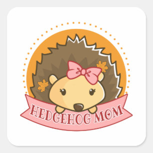 Hedgehog Mom Square Sticker
