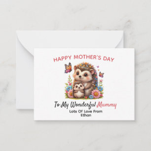 Hedgehog Mother's Day Card   For a special Mum