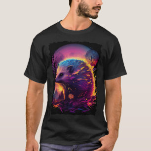 Hedgehog mountains sunset retro 70s vintage  2 T-Shirt