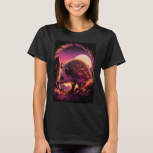 Hedgehog mountains sunset retro 70s vintage 4 T-Shirt