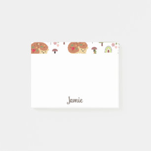 Hedgehog Nature Floral Rainbow Pattern Post-it Notes