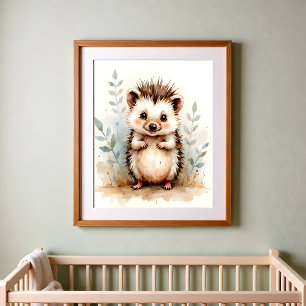Hedgehog Nursery Wall Art – Woodland Baby Room 