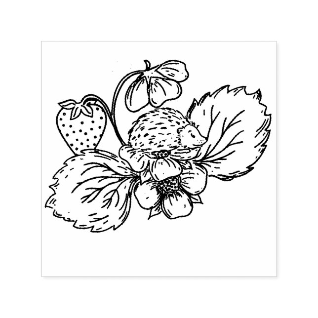 Hedgehog on Strawberry Plant Stamp (Design)