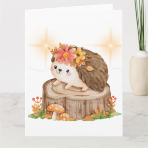Hedgehog on Stump Card