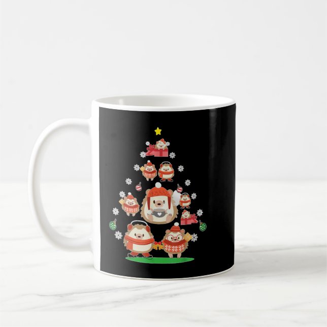 Hedgehog Ornament Christmas Tree Funny Christmas X Coffee Mug (Left)