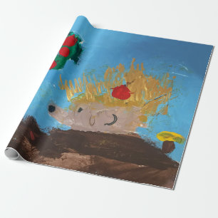 Hedgehog Painting Wrapping Paper