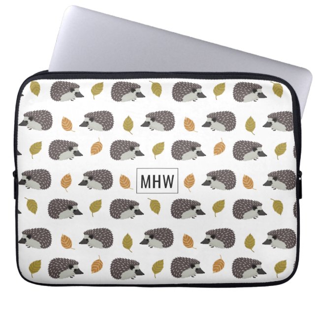 Hedgehog Pattern custom monogram laptop sleeves (Front)