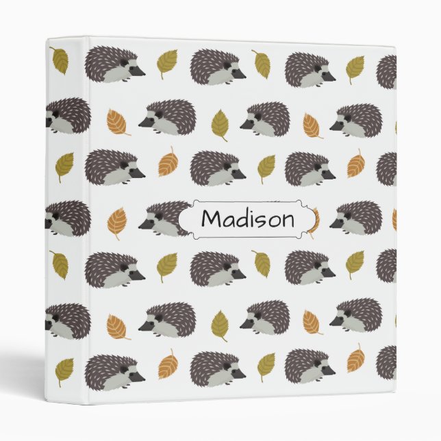 Hedgehog Pattern custom name binders (Front/Spine)