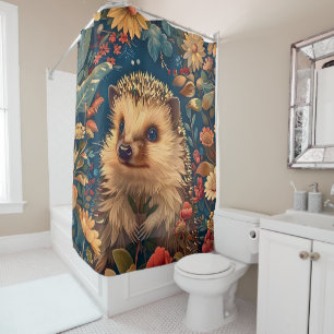 Hedgehog Pattern Vintage Forest Floral Garden