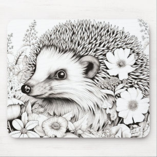 Hedgehog Peaceful Nature Prairie Sketch Drawing  Mouse Pad