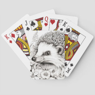 Hedgehog Peaceful Nature Prairie Sketch Drawing  Playing Cards
