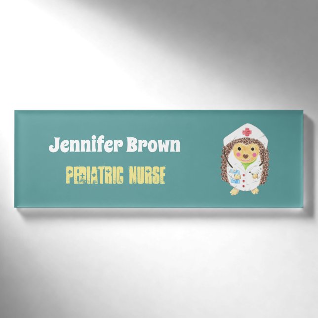Hedgehog | Pediatric nurse name tag (Front)