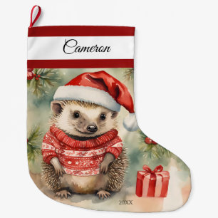 Hedgehog Personalized Large Christmas Stocking