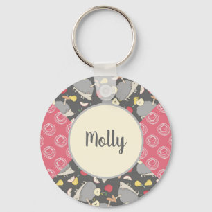 Hedgehog Pink Pattern Keychain
