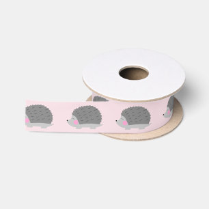 Hedgehog Pink Ribbon Satin Ribbon
