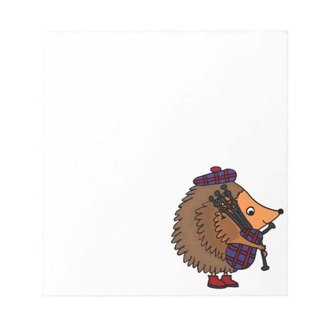 Hedgehog Playing Bagpipes Notepad (Front)