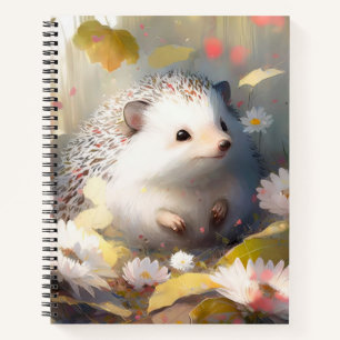 Hedgehog Portrait Animal Painting Wildlife Forest Notebook