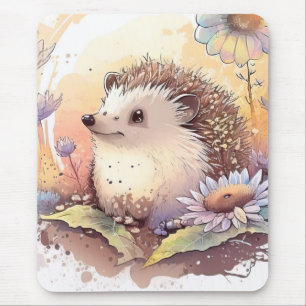 Hedgehog Portrait Animal Painting Wildlife Outdoor Mouse Pad