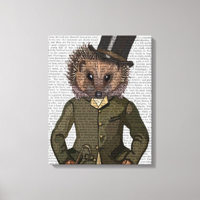Hedgehog Rider Portrait Canvas Print (Front)