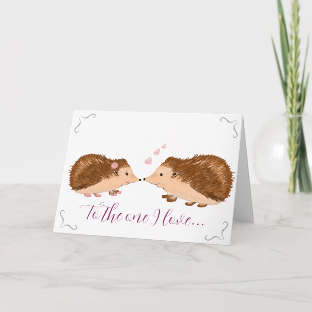 Hedgehog Romantic Birthday Card (Front)