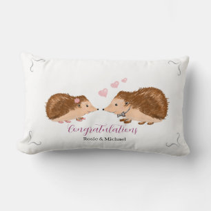 Hedgehog romantic wedding or engagement lumbar pillow