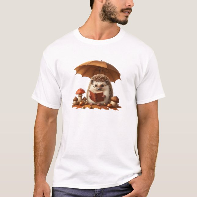 Hedgehog’s Book Club – Cozy Reading Animal T-Shirt (Front)
